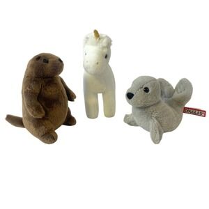 Douglas Cuddle Plush Lot 3 Groundhog Seal Pegasus Unicorn Lil Handful 6-7" READ